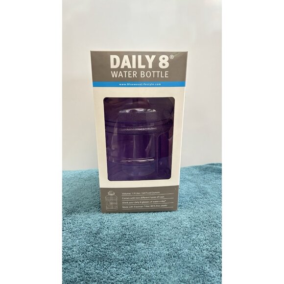Bluewave Daily 8 Sports Water Bottle Jug w/2 Caps/Straw - Gym Fitness Diet 1.9L - Picture 8 of 16